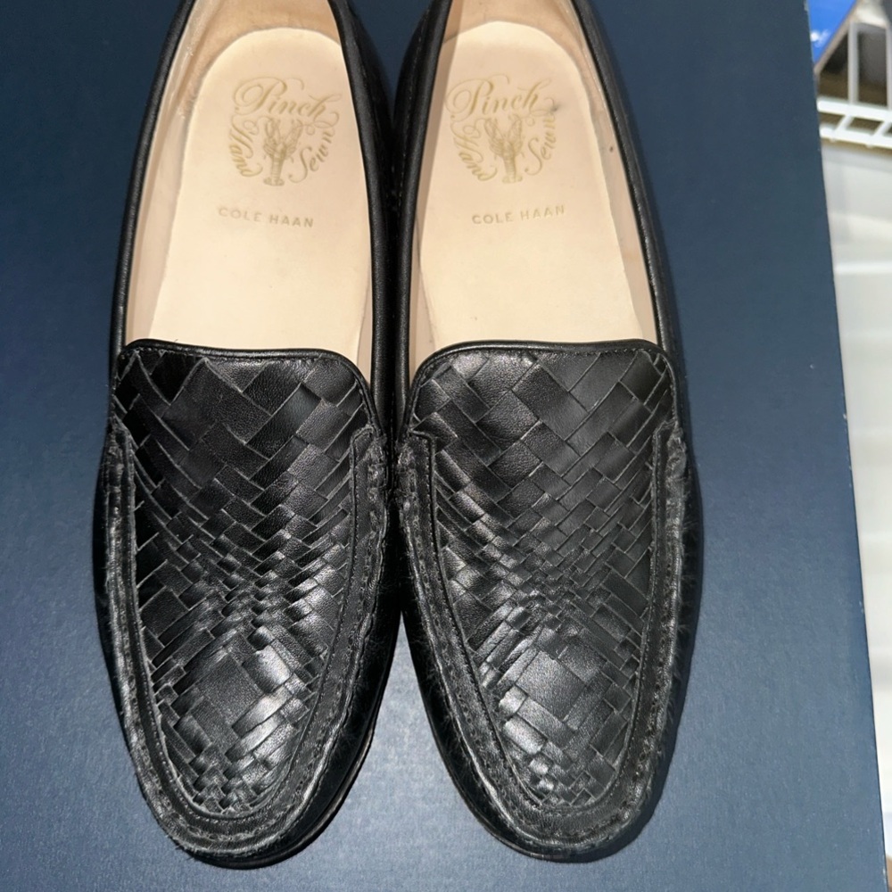 Cole Haan Women’s Black Weave Leather Loafers